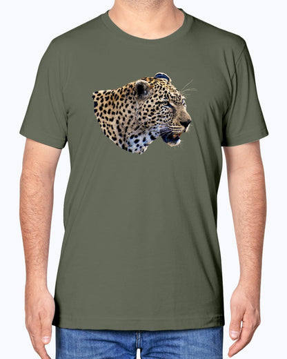 Leopard's Smile, Nature Lover's Apparel, cat lovers, wildlife fans, Moss Apparel, Unisex T-Shirt Moss Apparel