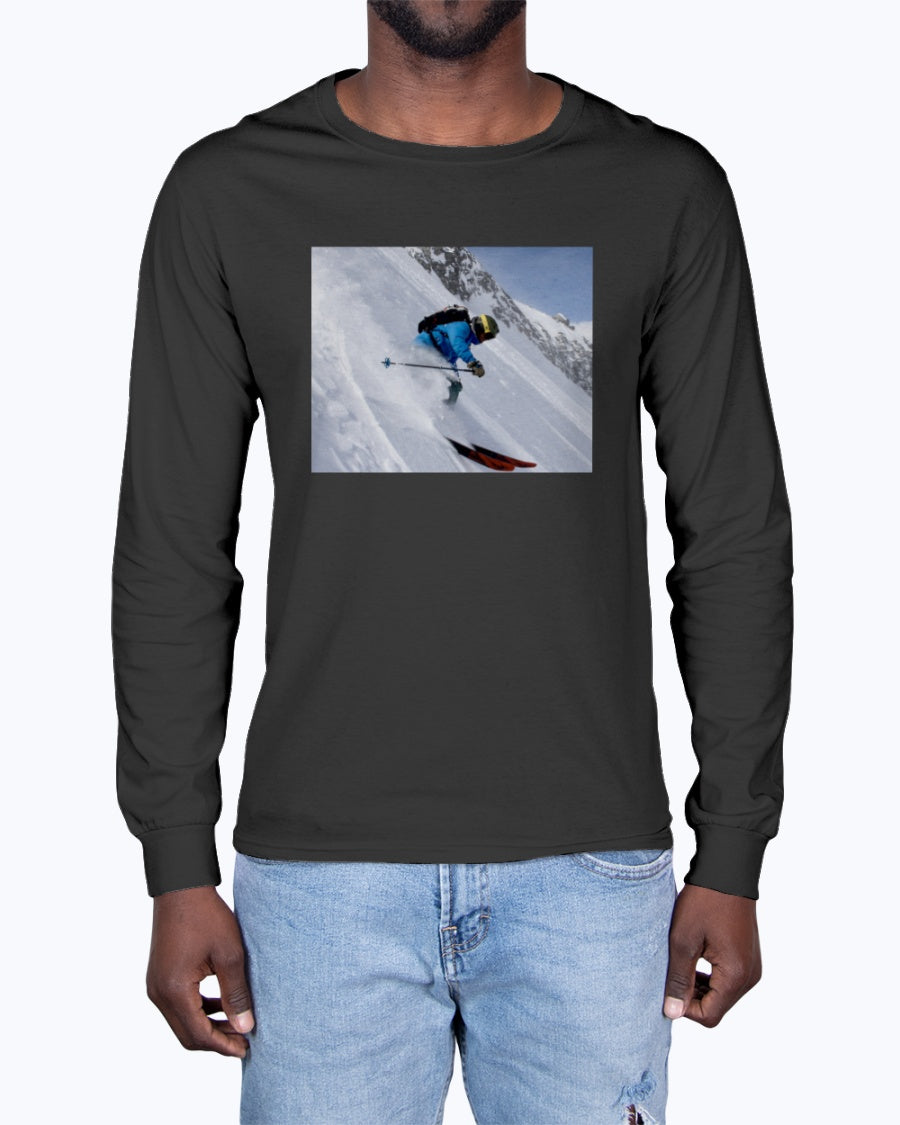 Glacial Plunge, Cool Ski Apparel, Moss Apparel, Unisex Long Sleeve T-Shirt Moss Apparel