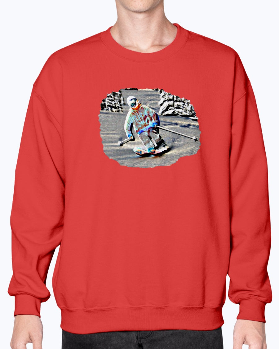 Forest Skier, Cozy Unisex Ski Apparel, Moss Apparel, Unisex Crewneck Sweatshirt Moss Apparel