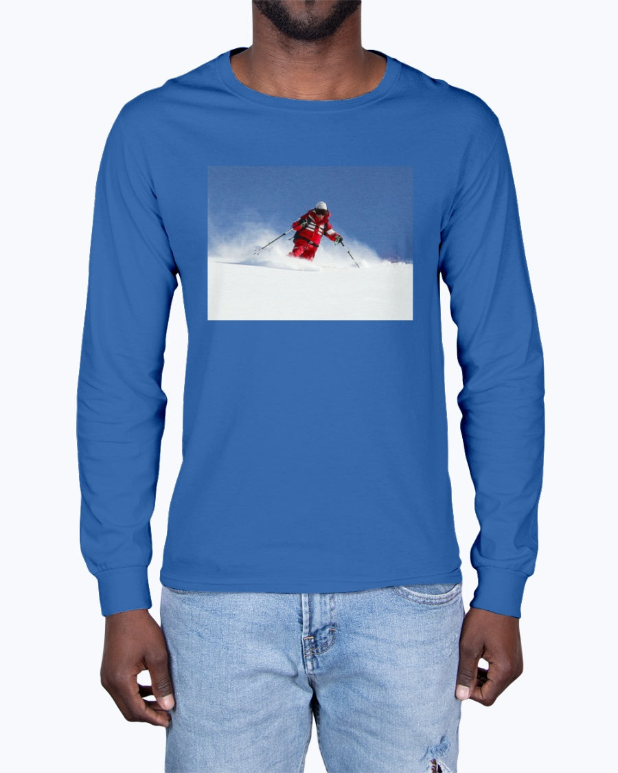 Skiing Bunny Hops, Winter Apparel, Moss Apparel, Unisex Long Sleeve T-Shirt Moss Apparel