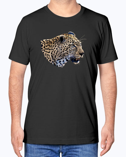 Leopard's Smile, Nature Lover's Apparel, cat lovers, wildlife fans, Moss Apparel, Unisex T-Shirt Moss Apparel