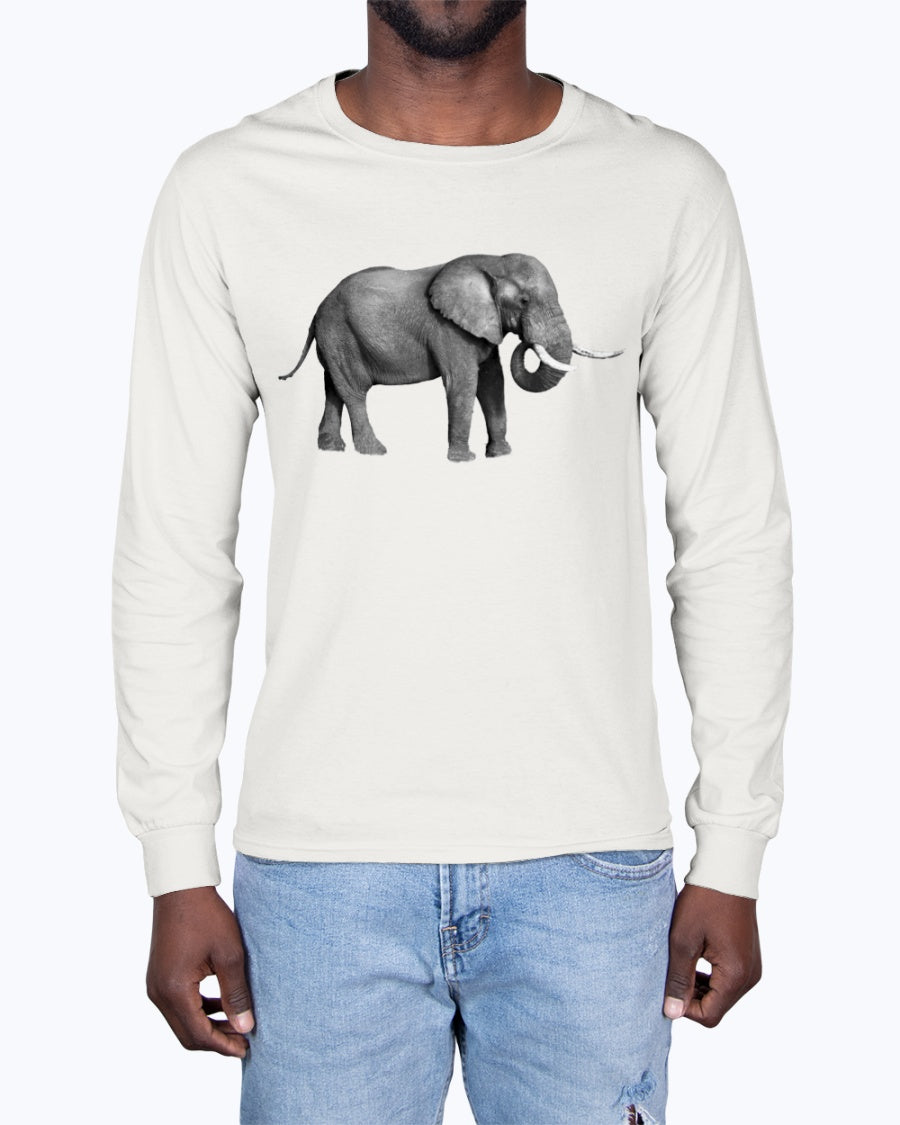 Grazing African Elephant, African Elephant, Elephant lovers, wildlife fans, Moss Apparel, Unisex Long Sleeve T-Shirt Moss Apparel