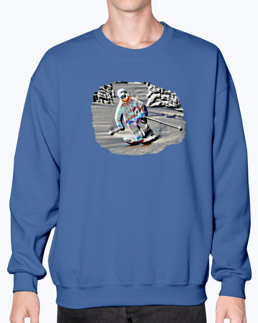 Forest Skier, Cozy Unisex Ski Apparel, Moss Apparel, Unisex Crewneck Sweatshirt Moss Apparel
