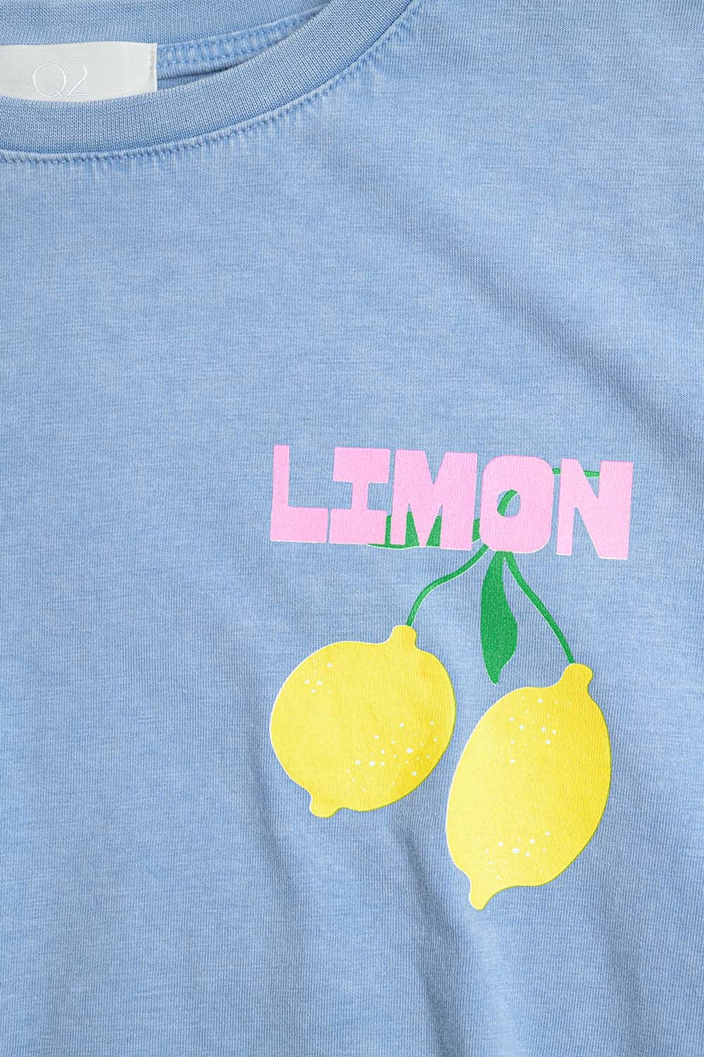 relaxed blue t-shirt with lemon print Q2store