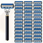 Replacement Razor Blades Safety Shaver Set with Anti-Slip Metal Handle with 1 Razor + 36 Blades