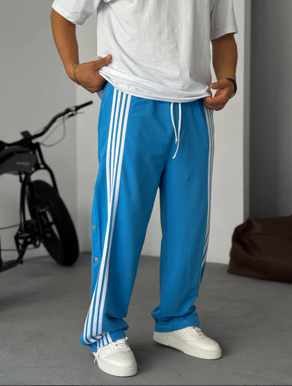 Unisex Oversize Tearaway Track Pants with Side Stripes Withinblack