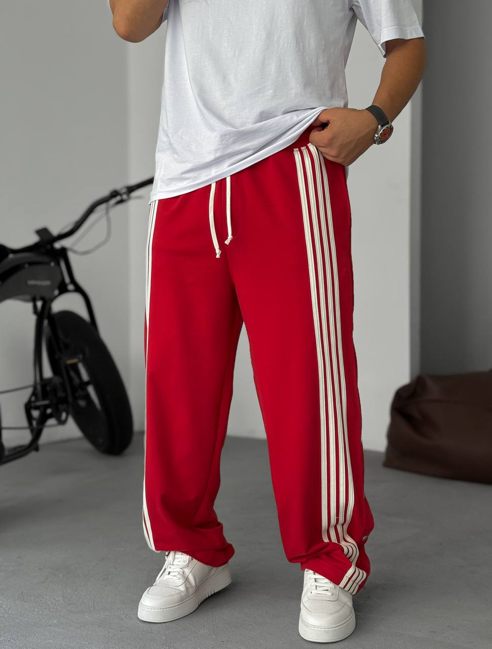 Unisex Oversize Tearaway Track Pants with Side Stripes Withinblack