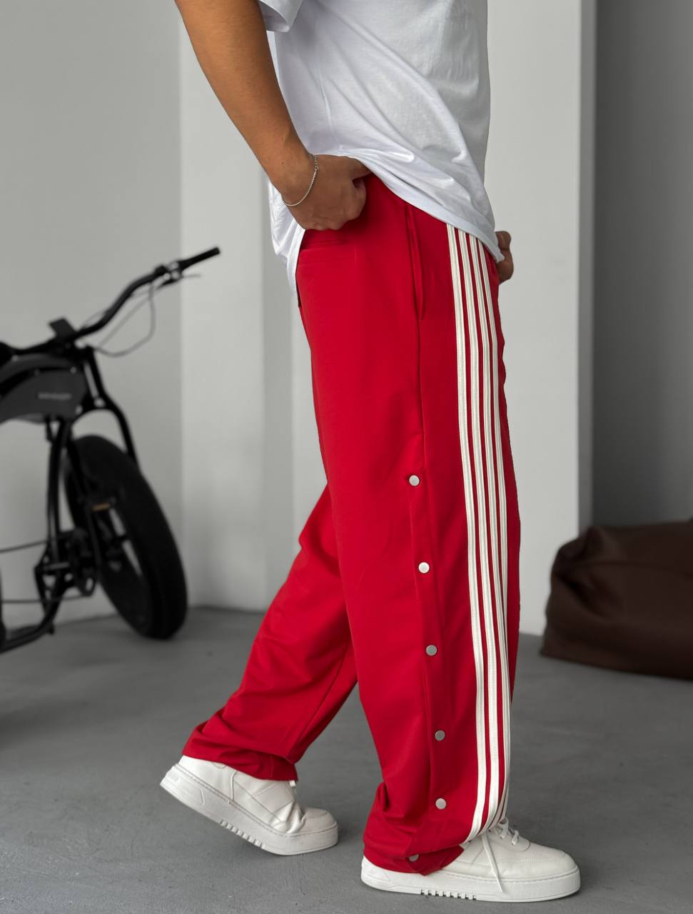 Unisex Oversize Tearaway Track Pants with Side Stripes Withinblack