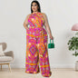 Plus Size Women's Sleeveless Summer Jumpsuit with Sash