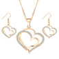 Double Heart Earrings and Necklace Wedding Set