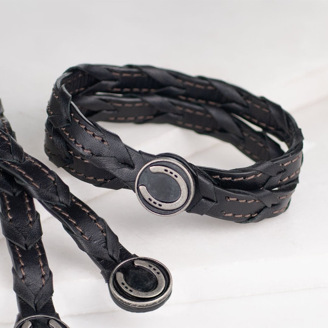 Rialto - Double Wrap Horseshoe Snap Bracelet in Pewter Urban-Equestrian