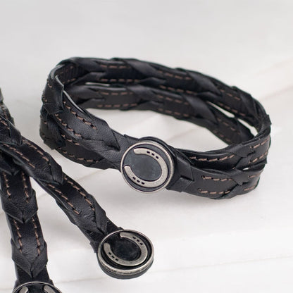 Rialto - Double Wrap Horseshoe Snap Bracelet in Pewter Urban-Equestrian
