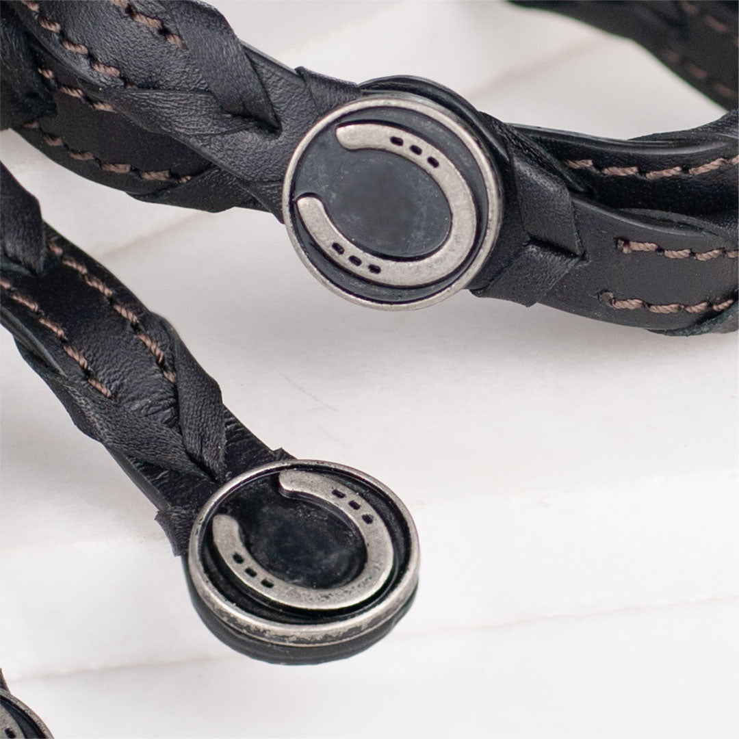 Rialto - Double Wrap Horseshoe Snap Bracelet in Pewter Urban-Equestrian
