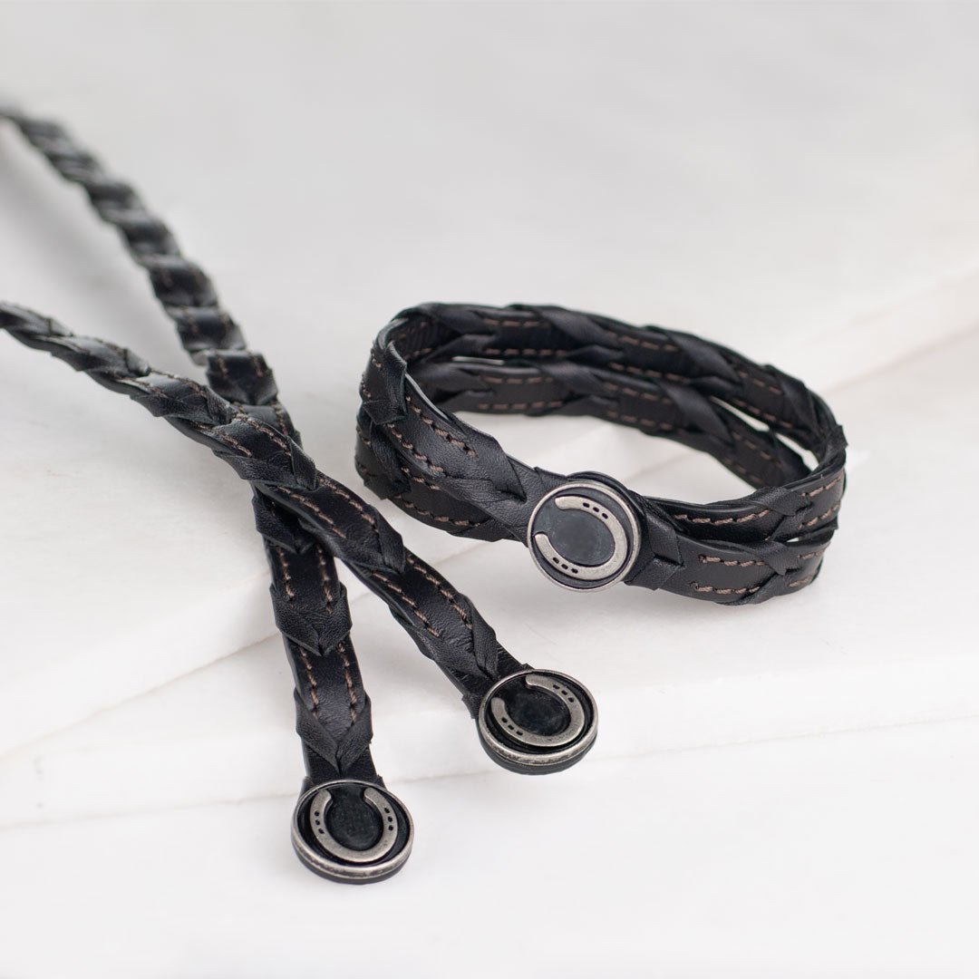 Rialto - Double Wrap Horseshoe Snap Bracelet in Pewter Urban-Equestrian
