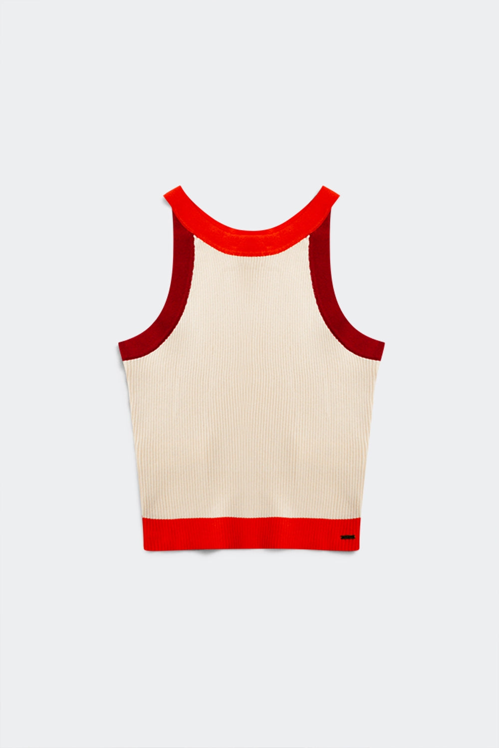 Ribbed cropped vest top in red Q2store