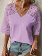 V-Neck Lace Hollow Loose Shirt