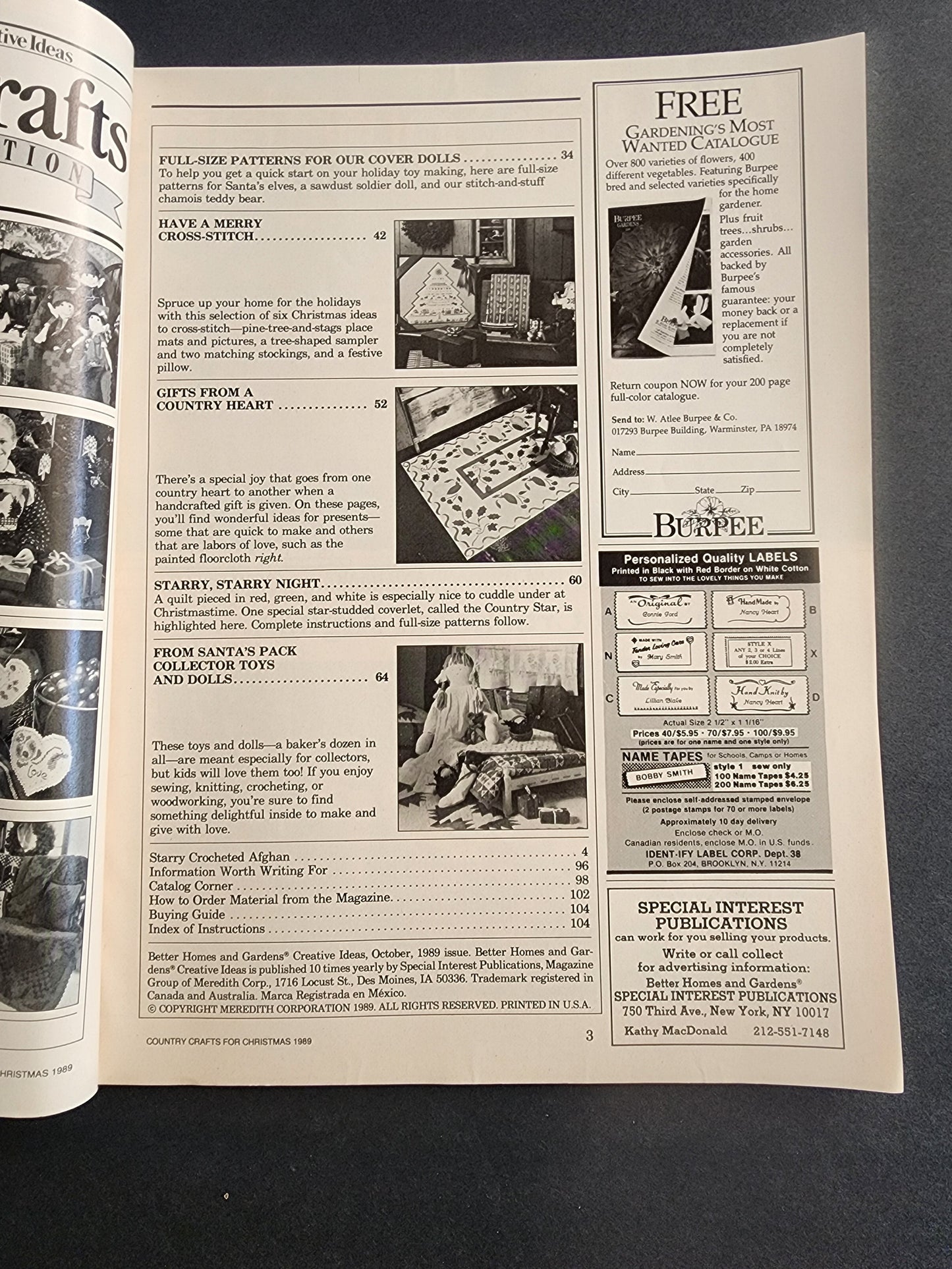 Vtg Better Home and Gardens Magazine 1989 Country Crafts Christmas Edition Santa's BEST Tennessee Junk Trunk