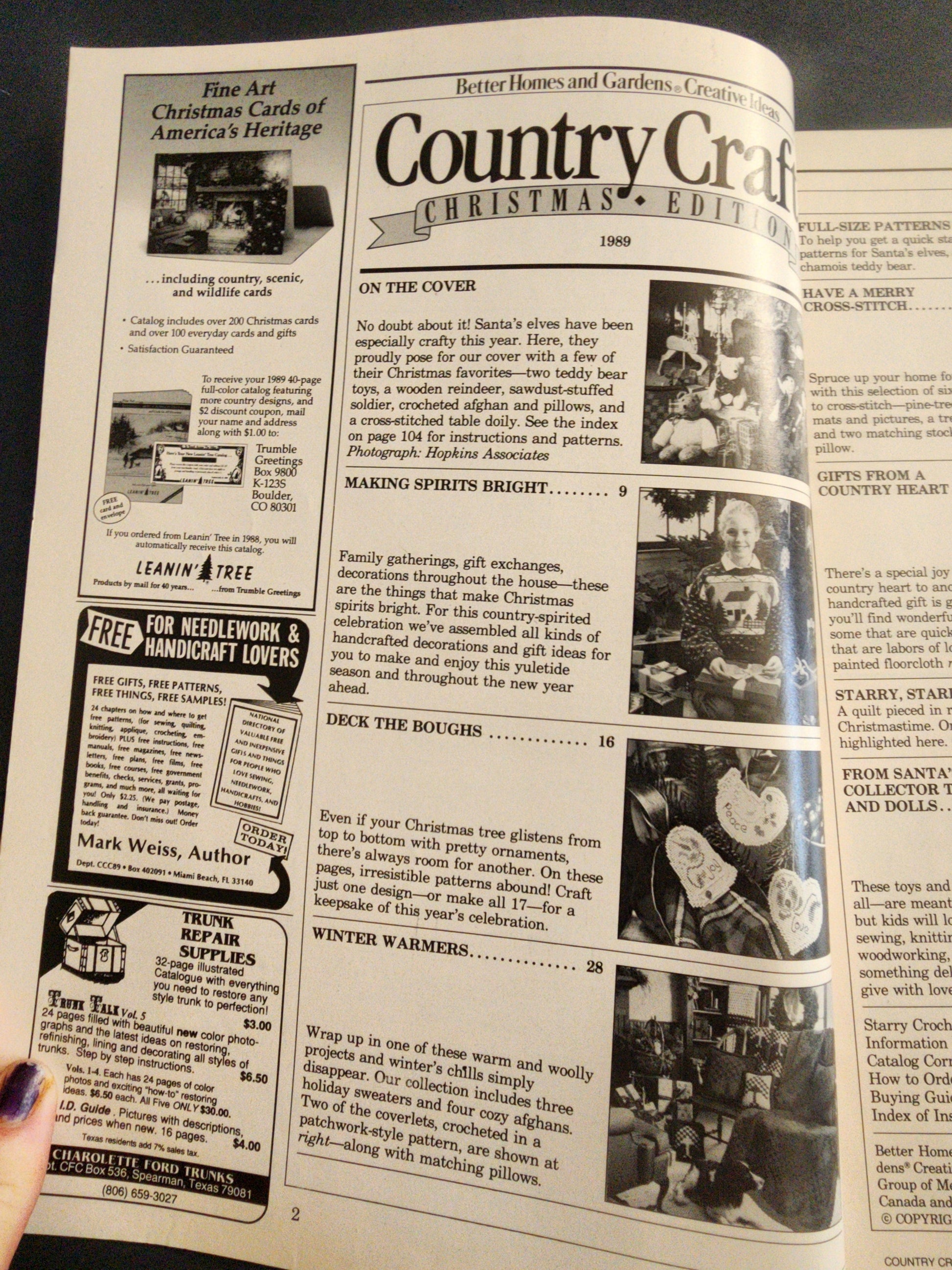 Vtg Better Home and Gardens Magazine 1989 Country Crafts Christmas Edition Santa's BEST Tennessee Junk Trunk
