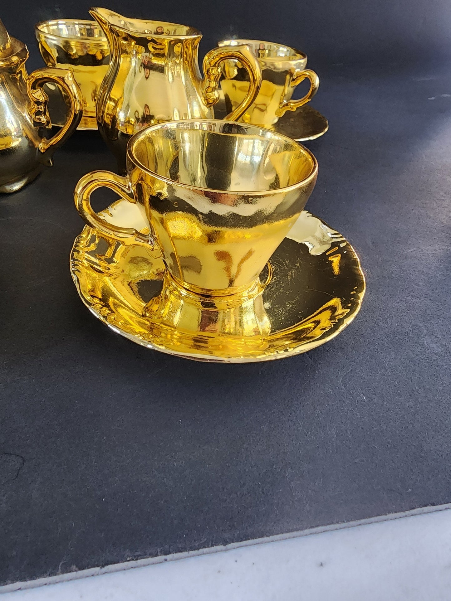 Vintage Gold Plated Coffee Tea Set 15 PC set  Made in Japan Tennessee Junk Trunk