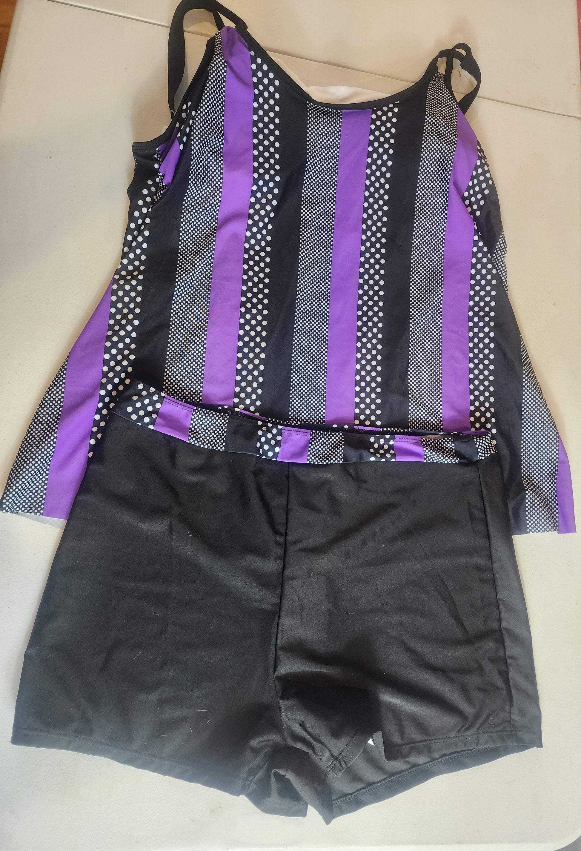 Women's Plus Size Swimsuit 18-20 Purple Black White Tennessee Junk Trunk