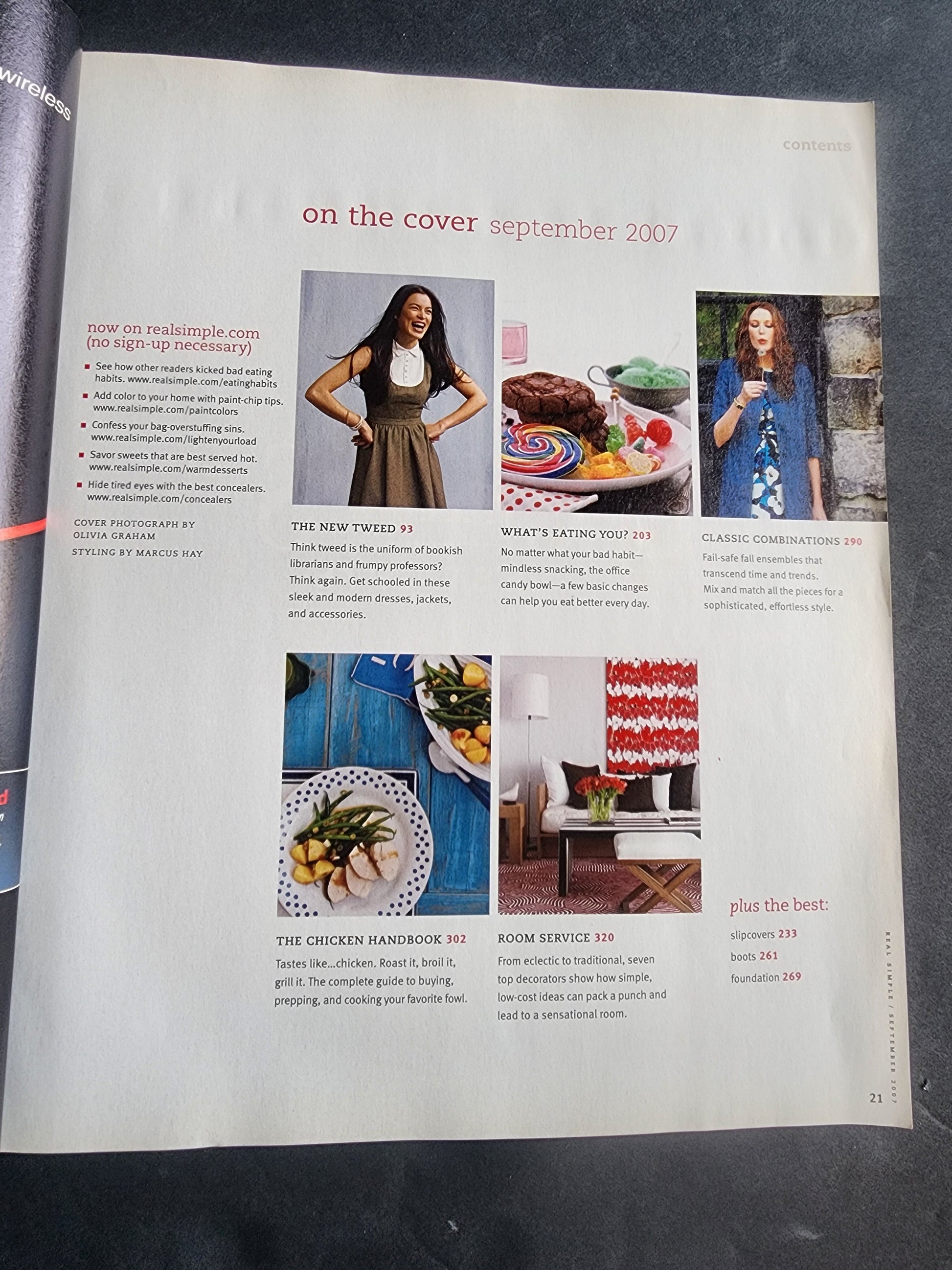 Real Simple Sept. 2007 Issue - Fashion made Easy, The chicken handbook of delicious meals Tennessee Junk Trunk