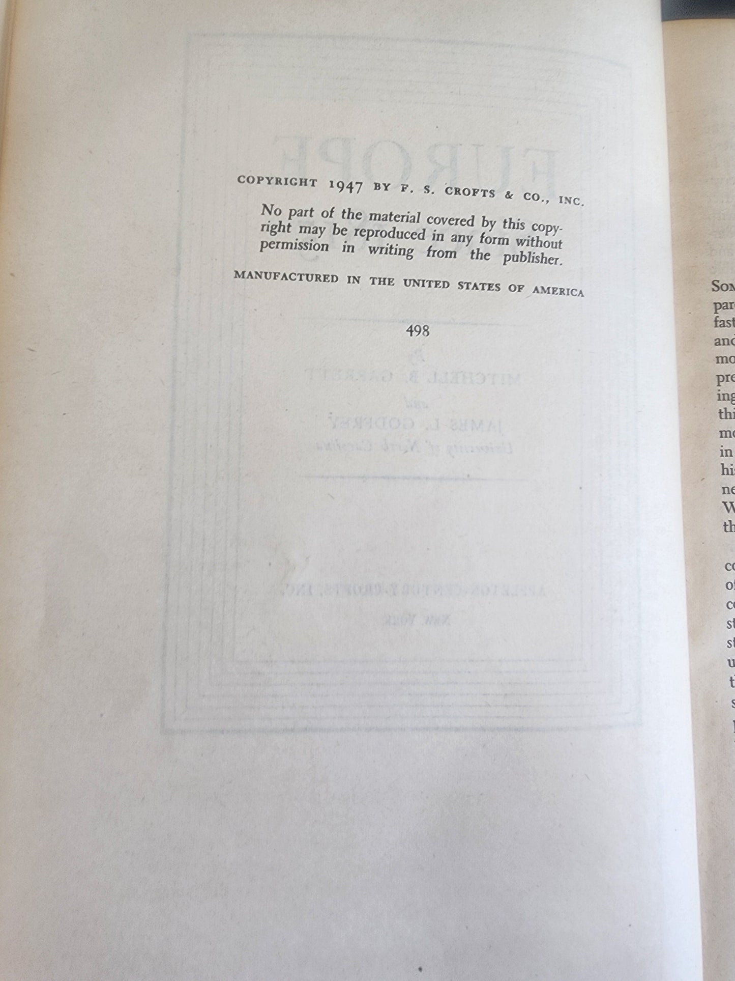 Europe Since 1815, Garrett and Godfrey HB 1947, History Book Tennessee Junk Trunk