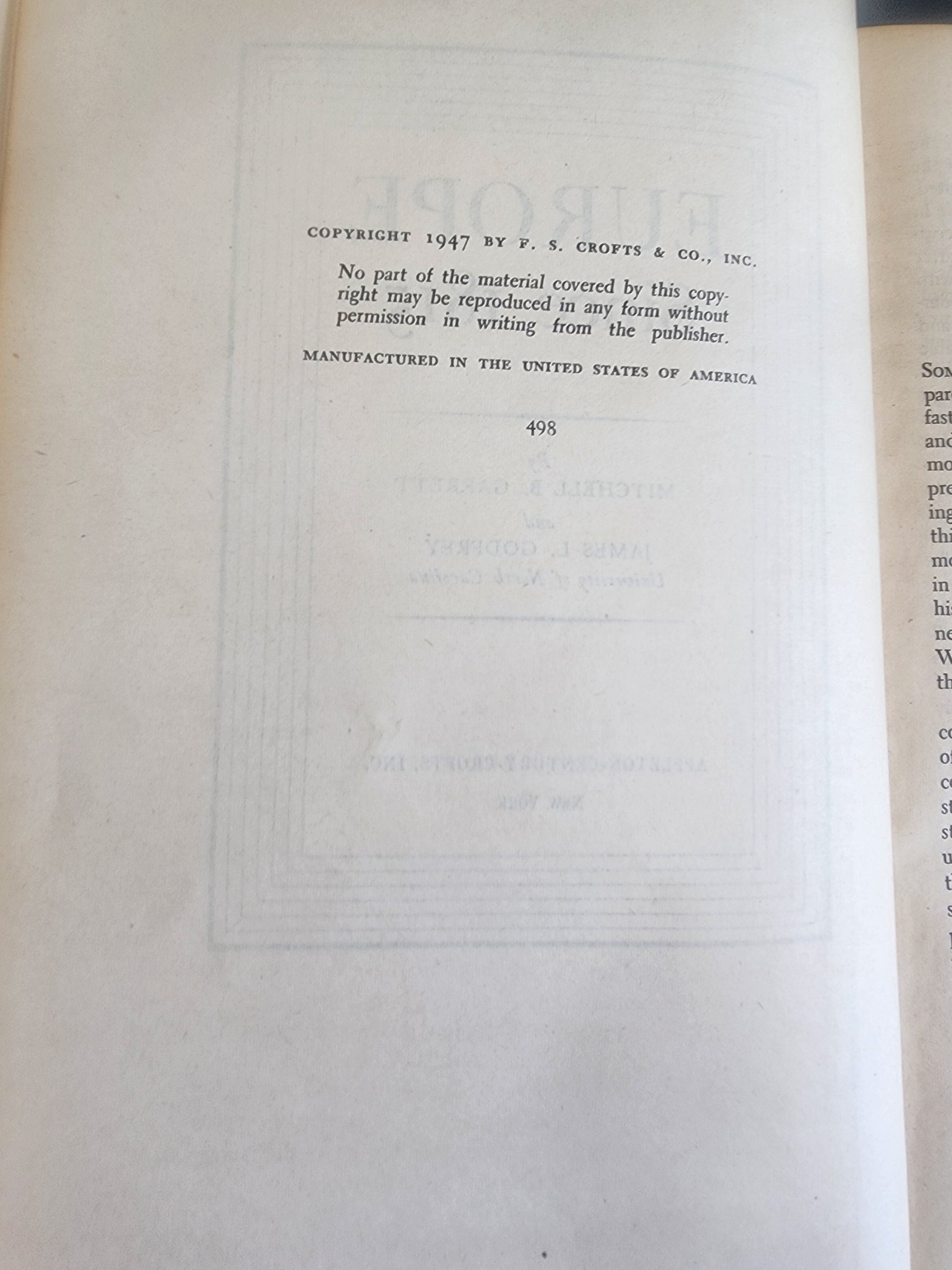 Europe Since 1815, Garrett and Godfrey HB 1947, History Book Tennessee Junk Trunk