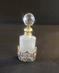 Vtg Perfume Bottle Decanter Rhinestones Purple Pink Jewels Refillable Frosted Tennessee Junk Trunk
