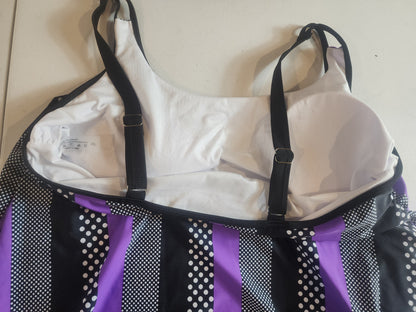 Women's Plus Size Swimsuit 18-20 Purple Black White Tennessee Junk Trunk