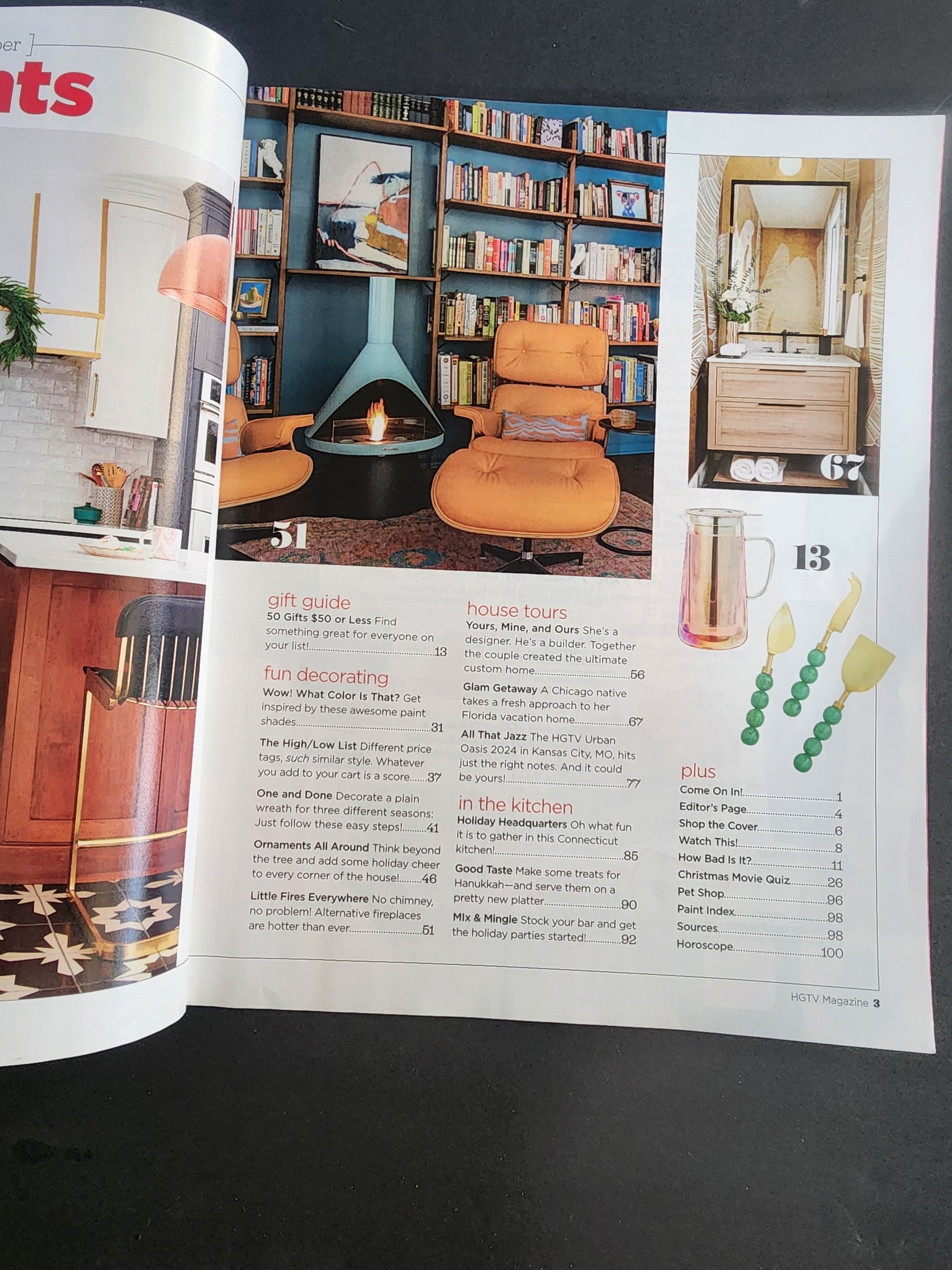 HGTV MAGAZINE - HOLIDAY BEST - NOV/DEC 2024 FESTIVE IDEAS, FIREPLACE, DECORATE Tennessee Junk Trunk