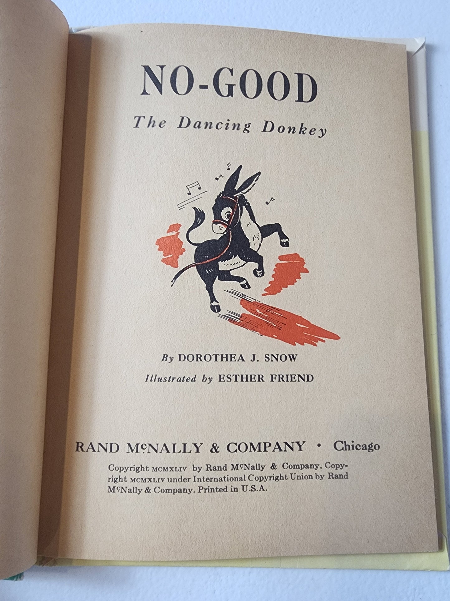 NO-GOOD The Dancing Donkey Rand McNally Junior Elf Book 1944 19 cents on book Tennessee Junk Trunk