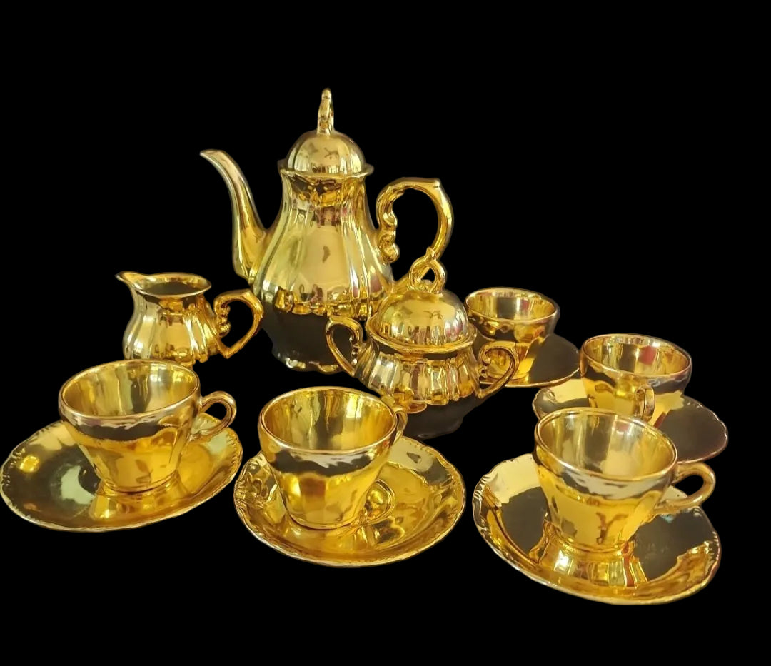 Vintage Gold Plated Coffee Tea Set 15 PC set  Made in Japan Tennessee Junk Trunk