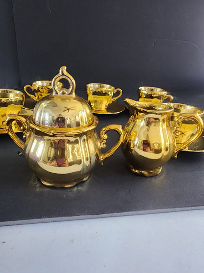 Vintage Gold Plated Coffee Tea Set 15 PC set  Made in Japan Tennessee Junk Trunk