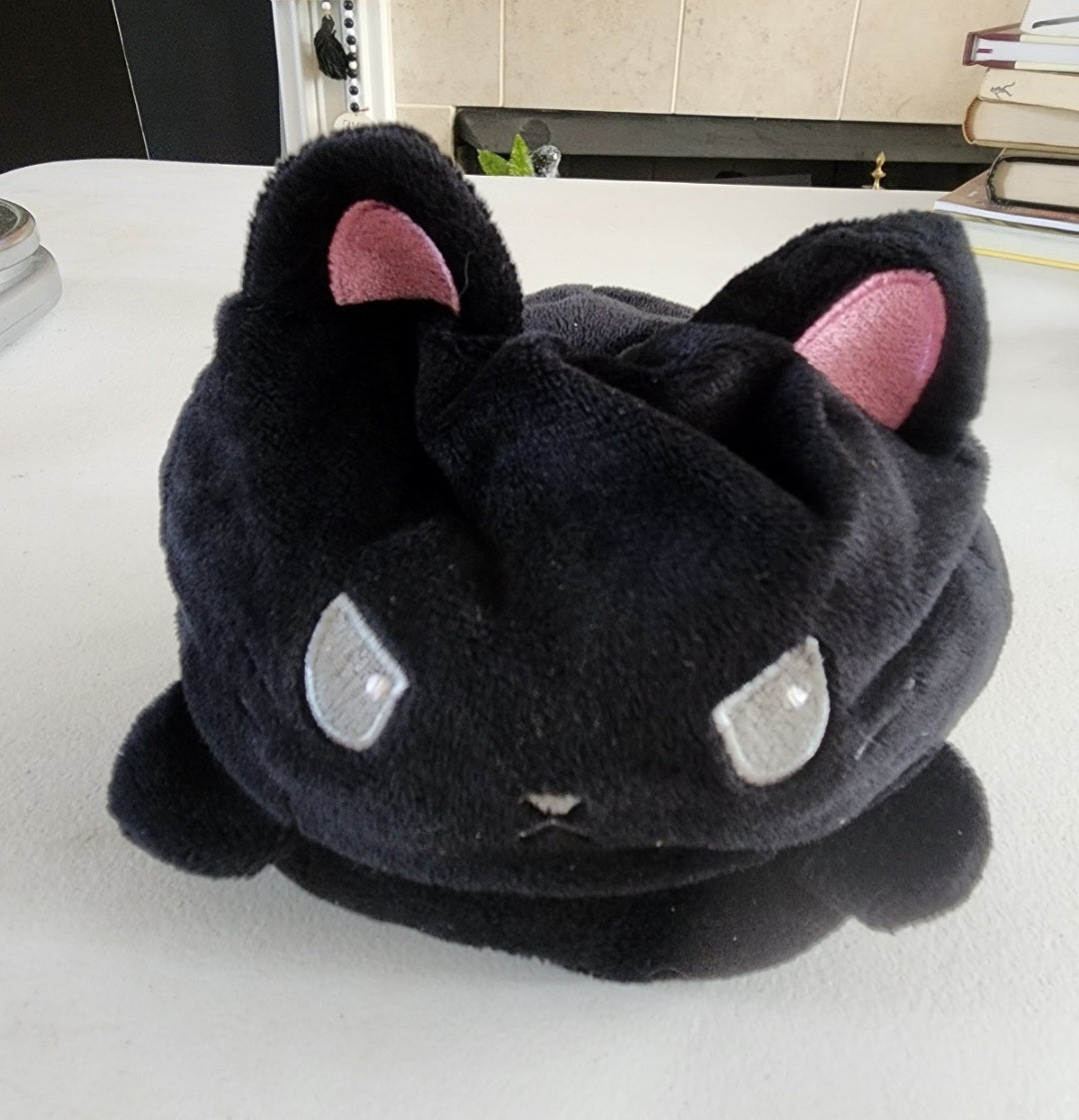The Original Reversible Cat Plushie - Black Cat Sensory Fidget Stuffed Animal Tennessee Junk Trunk