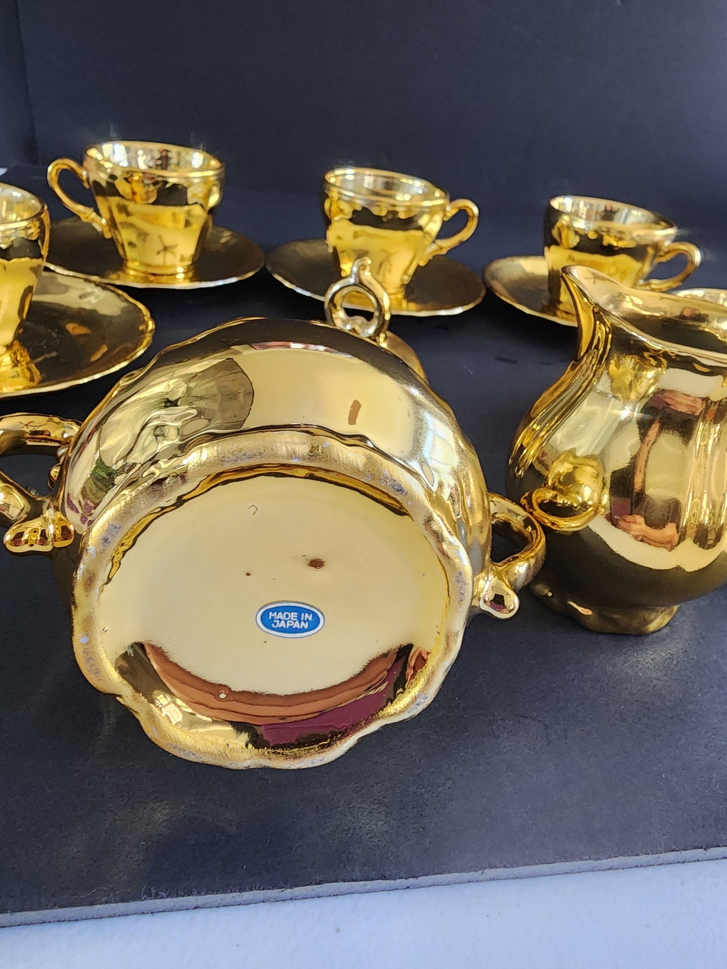 Vintage Gold Plated Coffee Tea Set 15 PC set  Made in Japan Tennessee Junk Trunk