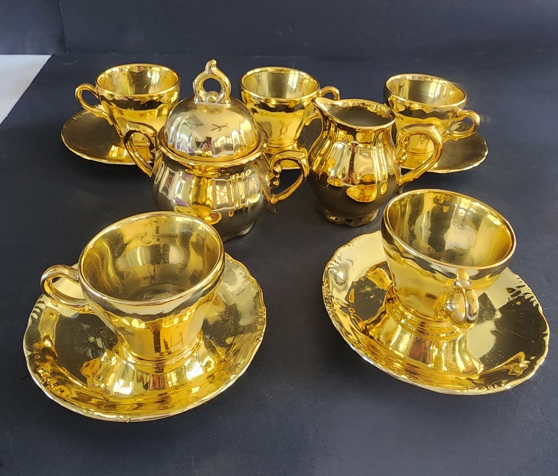 Vintage Gold Plated Coffee Tea Set 15 PC set  Made in Japan Tennessee Junk Trunk