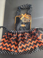 Halloween Polka Dot Spider Web Apron Black Orange, child size 4-8 Tennessee Junk Trunk