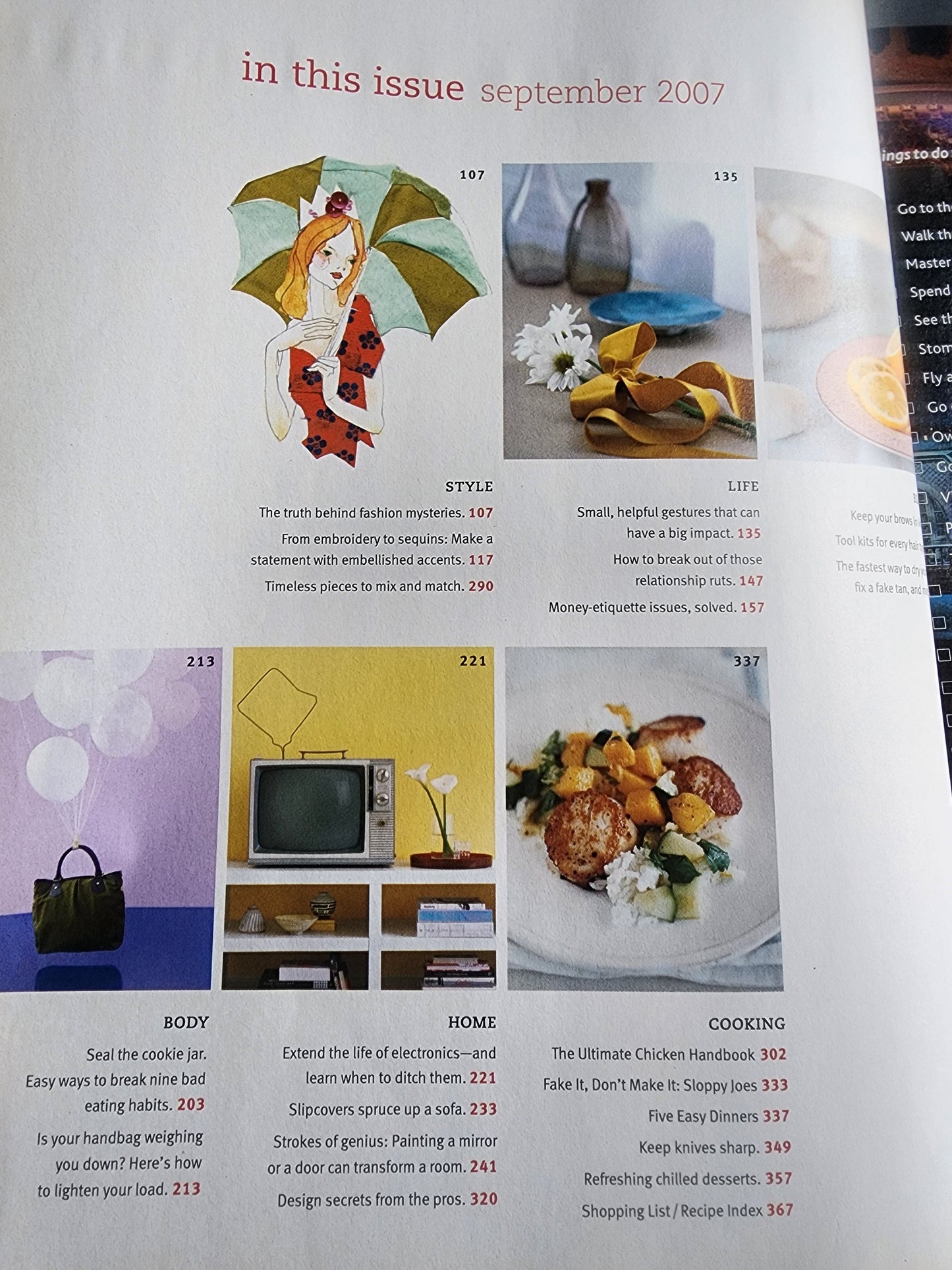 Real Simple Sept. 2007 Issue - Fashion made Easy, The chicken handbook of delicious meals Tennessee Junk Trunk