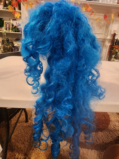 Long, Curly Bright Blue Costume Wig - Cosplay, Halloween, Dress Up Tennessee Junk Trunk