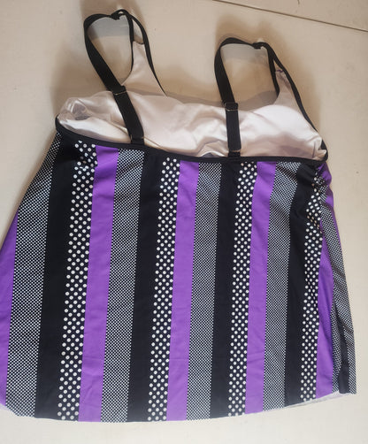 Women's Plus Size Swimsuit 18-20 Purple Black White Tennessee Junk Trunk
