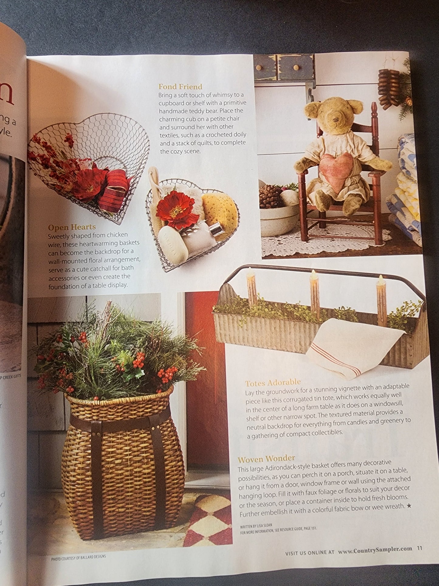 Country Sampler Jan 2019 Restful Retreats Create a Guest Suite, top 10 Collectibles Tennessee Junk Trunk