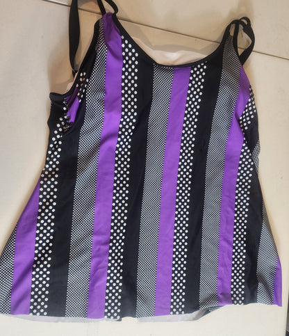 Women's Plus Size Swimsuit 18-20 Purple Black White Tennessee Junk Trunk