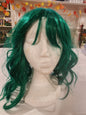 Green Wavy Wig with Bangs - Perfect for Cosplay, Halloween, or Parties Tennessee Junk Trunk