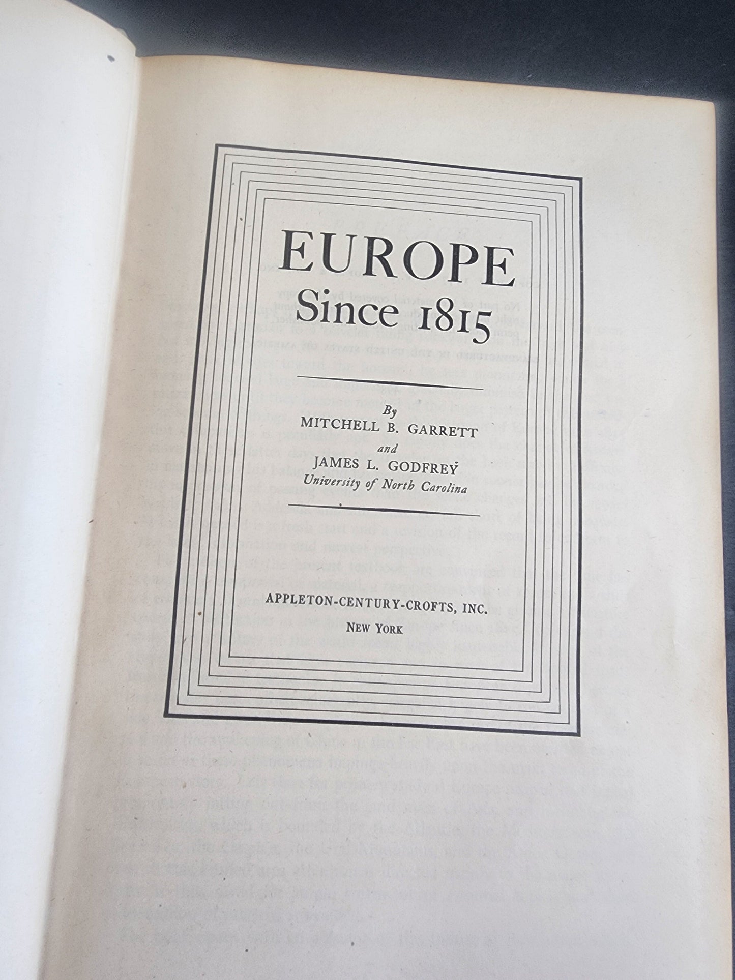 Europe Since 1815, Garrett and Godfrey HB 1947, History Book Tennessee Junk Trunk