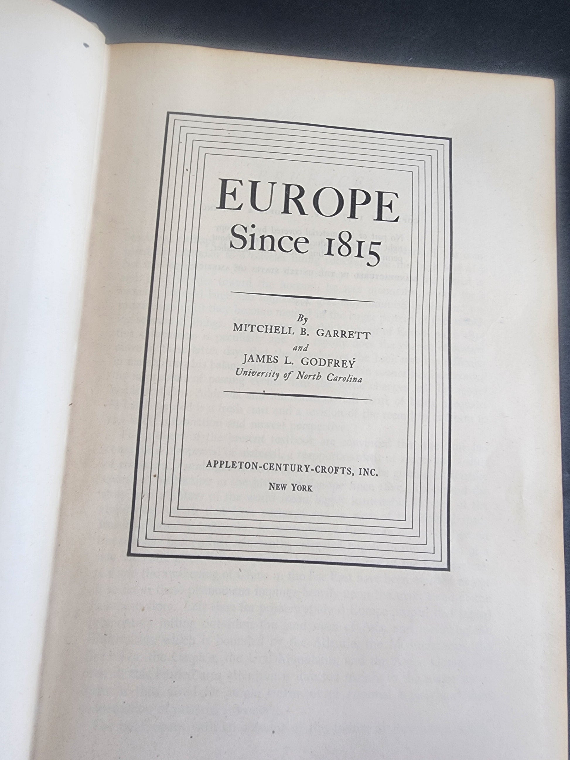 Europe Since 1815, Garrett and Godfrey HB 1947, History Book Tennessee Junk Trunk