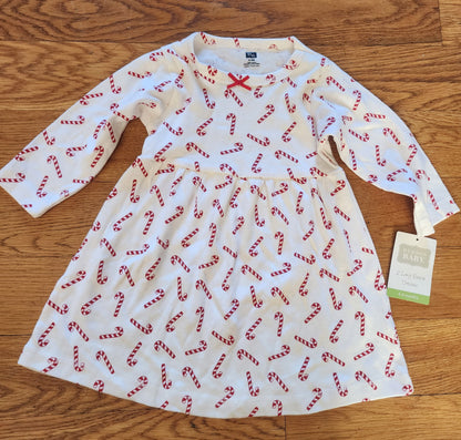NWT Girls Hudson Baby Candy Cane Christmas Cotton Dress 6-9 Months Tennessee Junk Trunk