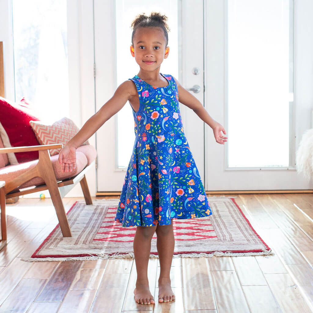 "Gardeners of the Galaxy" Space Paisley Sleeveless Play Dress with Pockets Princess Awesome & Boy Wonder