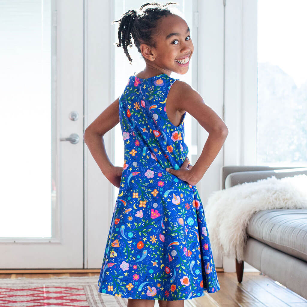 "Gardeners of the Galaxy" Space Paisley Sleeveless Play Dress with Pockets Princess Awesome & Boy Wonder