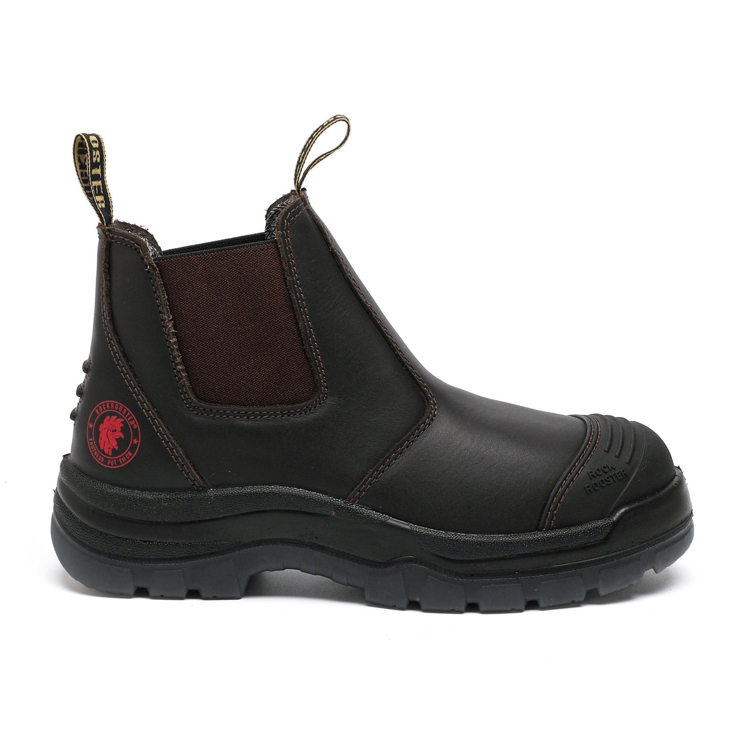 ROCKROOSTER Bakken Dark Brown 6 inch Pull on Leather Work Boots AK229 Rock Rooster Footwear Inc