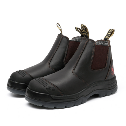 ROCKROOSTER Bakken Dark Brown 6 inch Pull on Leather Work Boots AK229 Rock Rooster Footwear Inc